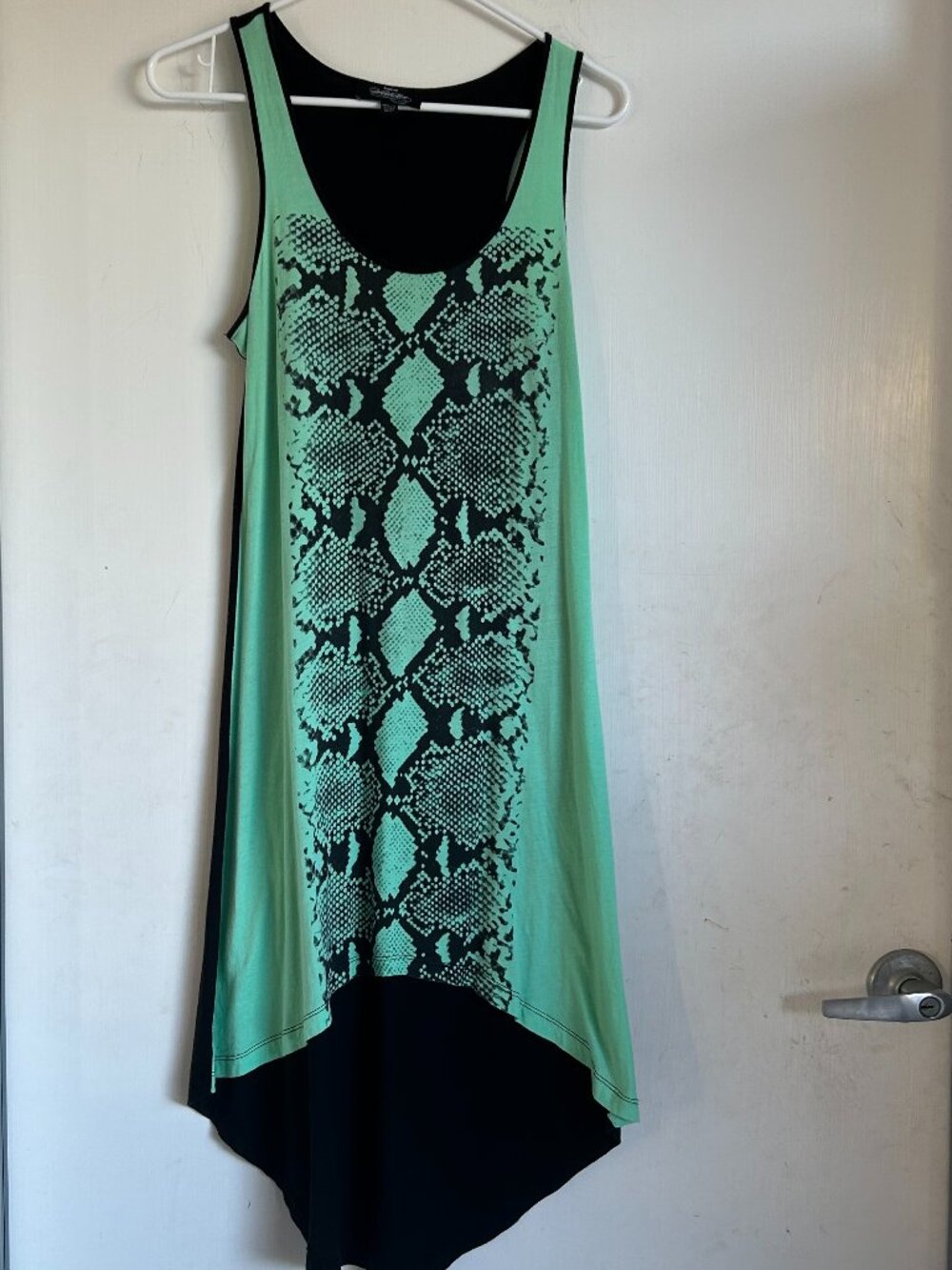 Vintage Bebe - Green and Black Snakeskin Print Dress